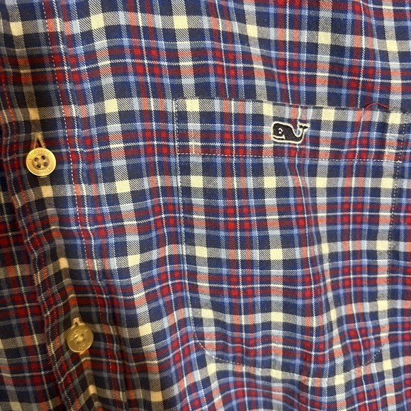 Vineyard Vines Shep & Ian Tucker Shirt Men's M Medium Plaid Red Blue L/S - Picture 3 of 7